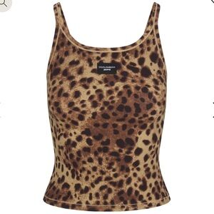 Dolce & Gabbana x Skims cotton rib scoop tank cheetah print size L large NWT